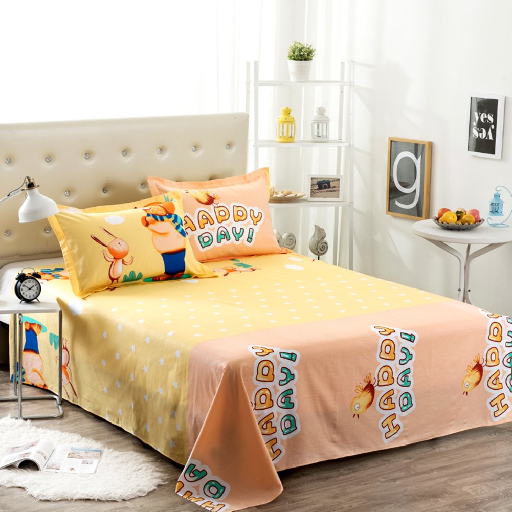 Draps en coton 180x230cm et linge de lit matelassé à motif cartoon pour enfant