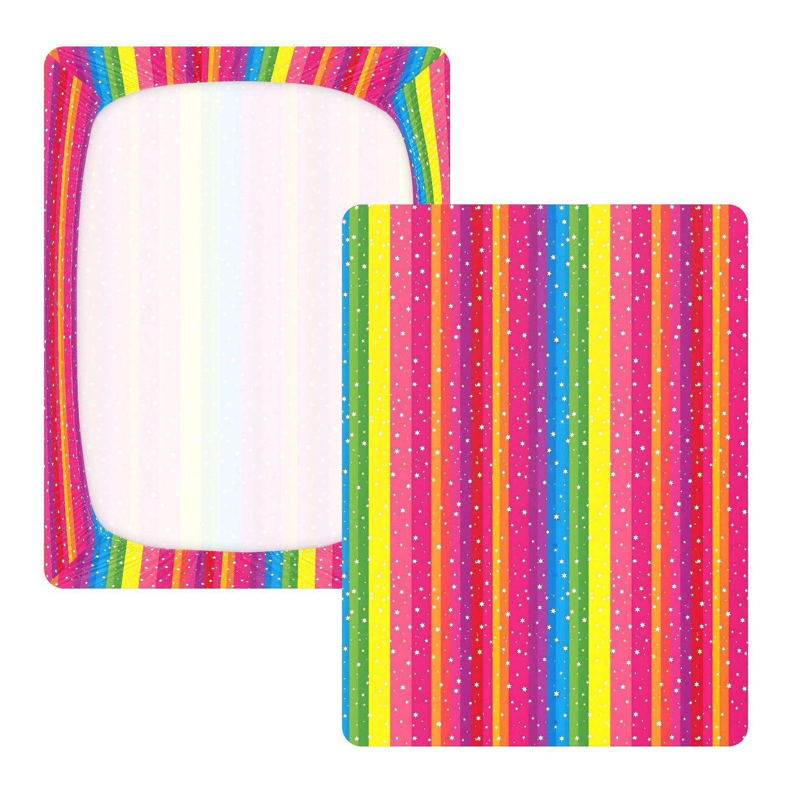 Drap-housse pour berceau de bébé à rayures arc-en-ciel pour garçons et filles, 71,1 x 132,1 cm