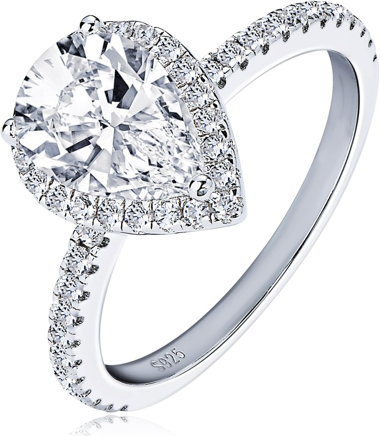 2CT Vintage Halo Moissanite Engagement Ring for Women D Color VVS1 Pear Shaped Wedding Rings Sterling Silver Promise Anniversary Ring