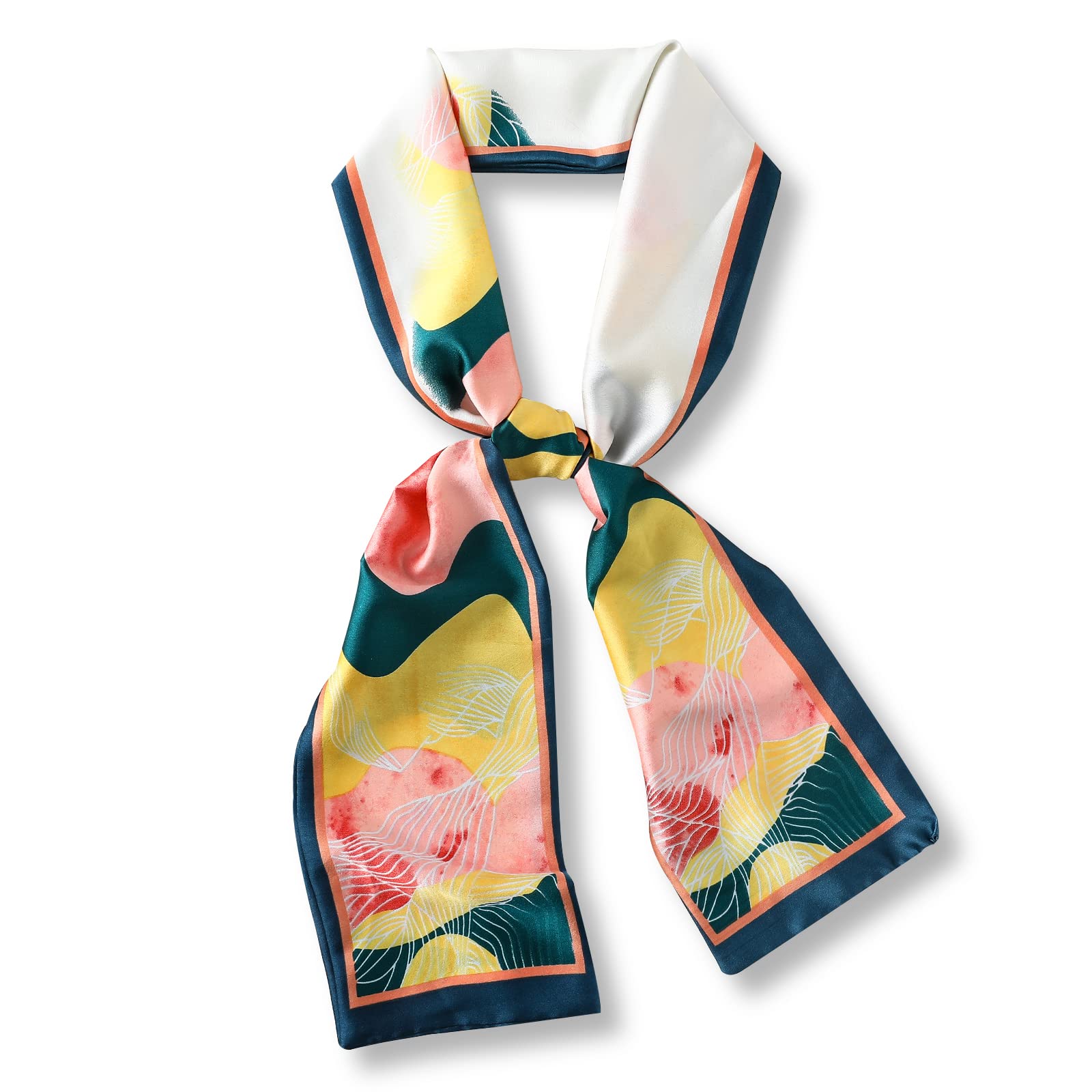 Lumisyne Women's Pink Floral Skinny Silk Scarf For Polka Dot Printed Paisley Pattern Classic Retro Style Satin Scarves Narrow Long Neck Scarf Decorative Neckerchief Hairband Bandanas Headdress