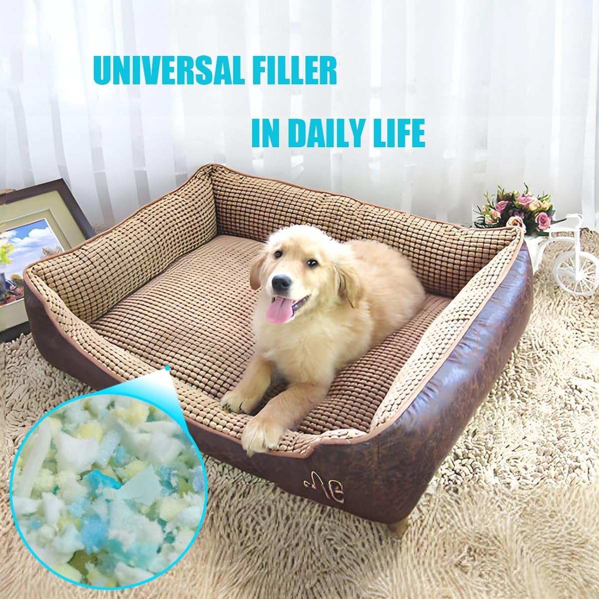 BOXIN 40lbs Shredded Memory Foam Filling for Bean Bag Filler, Soft and Convenient Pillow Stuffing Foam for Couch Cushion, Dog Bed, Chair, Arts & Crafts, Added Gel Particles - Image 6