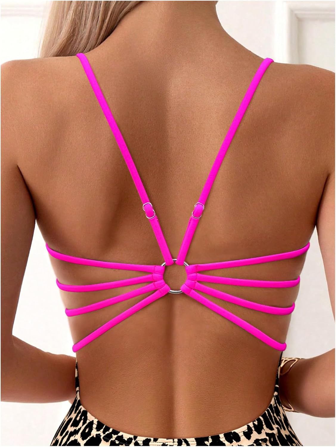 WDIRARA Women's Leopard Print One Piece Swimsuit Cut Out Backless Monokini Ring Linked Bathing Suit - Image 4