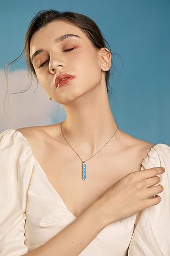 Miniatura 3 de Lauren-Spencer Collar de barra de piedras preciosas verticales para mujer, delicado collar con dije de barra de sodalita y malaquita turquesa para