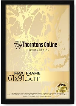 Throntons Large Poster Frame 61cm x 91.5cm Large Picture Frames Shatter-Resistant Perspex Portrait & Landscape Display Frames for Wall Decoration Photos Canvas Paintings Art Gallery (61 cm x 91.5 cm)