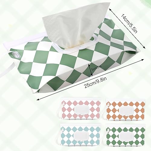 Miniatura 8 de FEBSNOW Paquete de 4 dispensadores de toallitas para bebés, contenedor portátil para toallitas húmedas, fundas dispensadoras de toallitas