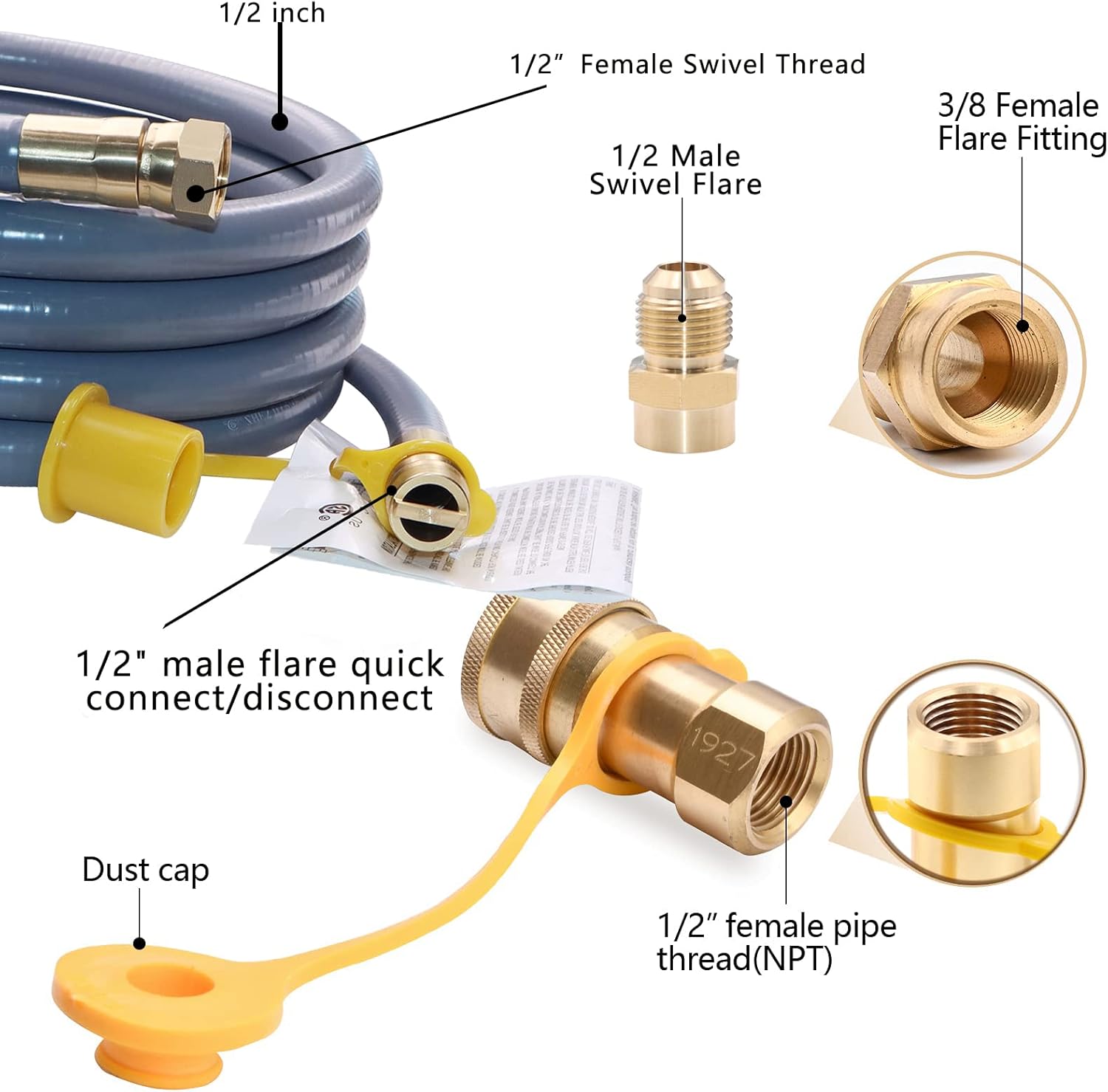 Upgraded Propane to Natural Gas Conversion Kit – Includes 10FT 1/2" ID Natural Gas Hose, Regulator & Nozzle for Weber Genesis, Genesis II, Spirit & Spirit II Grills