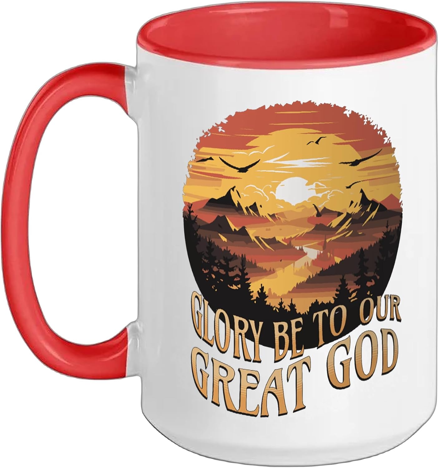 Glory Be To Our Great God Ceramic Mug, Red/White, 15oz