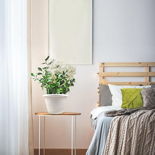 Miniatura 7 de Macetas de 6 Pulgadas para Plantas de Flor, Juego de 6 Macetas Plásticas Pequeñas con Agujero de Drenaje y Bandeja, Maceta de Jardín Moderna y