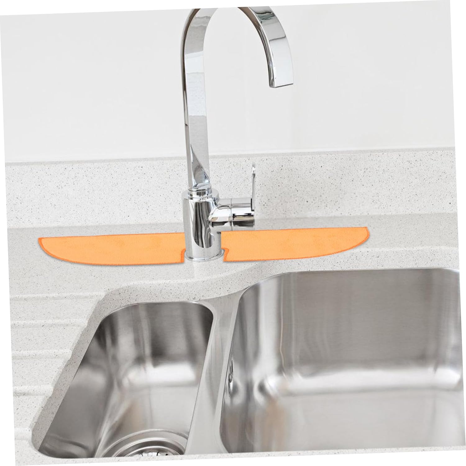 2pcs Reusable Faucet Absorbent Mats Kitchen Sink Splash Guard Water Drip Catcher for Bathroom Kitchen Splash Sponges Orange Gray