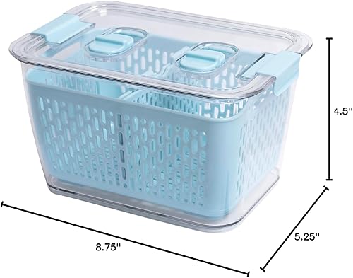 Miniatura 73 de Kitchen Spaces Organizador apilable de almacenamiento de alimentos de doble colador para refrigerador, congelador y despensa, 8.8 x 6.8 x 3.9 Verde