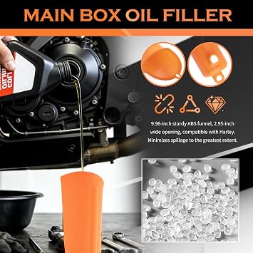 Compatible with Harley Oil Change Kit,All-Inclusive Motorcycle Oil Change Kit with Oils Filter Wrench,Filling Funnel,Rubber O-Ring Seals,Multi-Purpose Oils Changing Kits