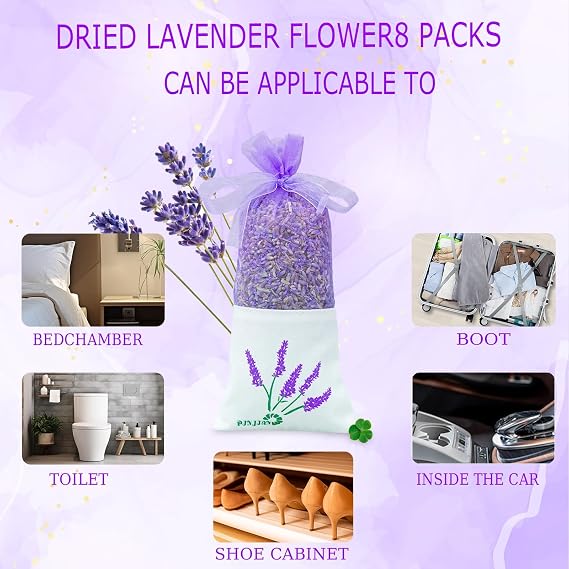8 Packs Lavender Sachets for Drawers and Closets, Closet Car Freshener