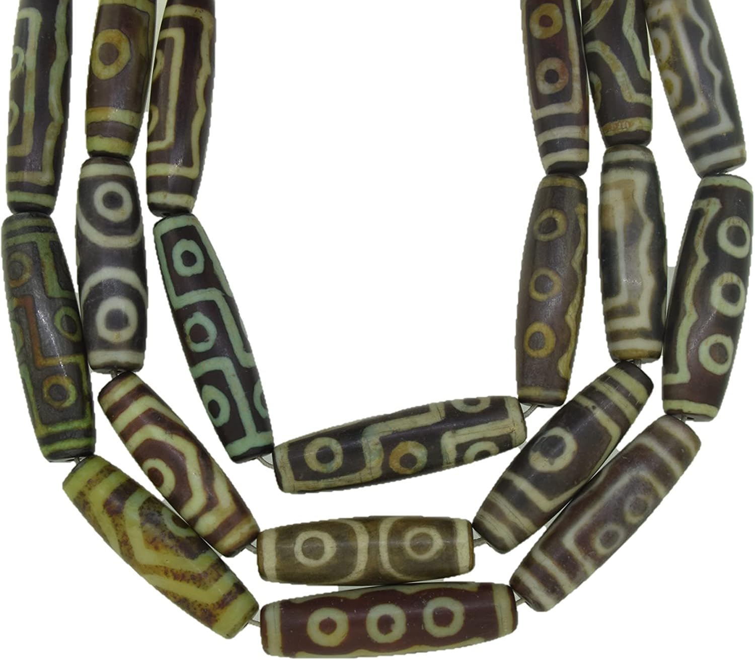 Tibetan Dzi Agate Barrel Shape Gemstone Beads for Jewelry Making, Jewelry Supplies, Antique Dzi Beads 55-60mm Size, 1 Strand Each of 15" Length