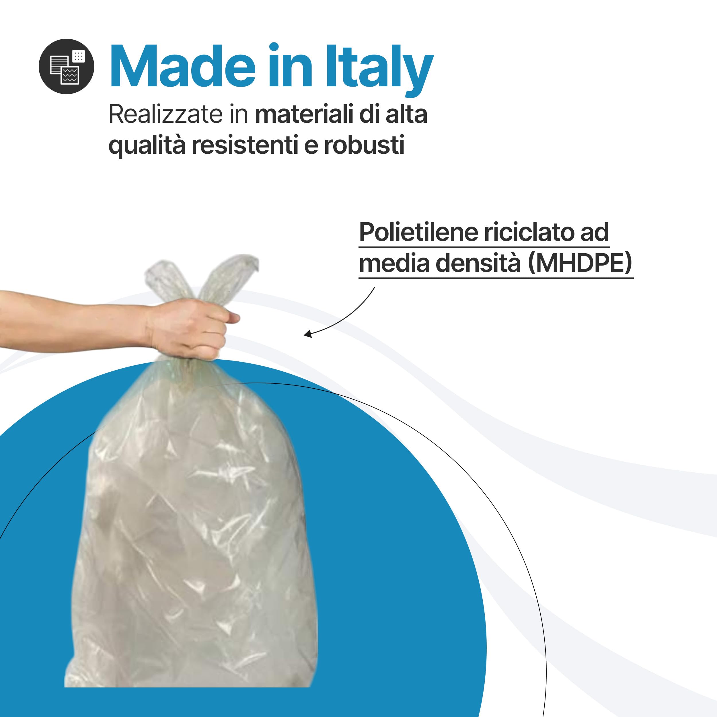 TOMAINO - Sacchi Spazzatura Grigio - Sacchetti Immondizia Confezione da 6 Rotoli - Sacchetti Spazzatura Resistenti Per La Raccolta Differenziata