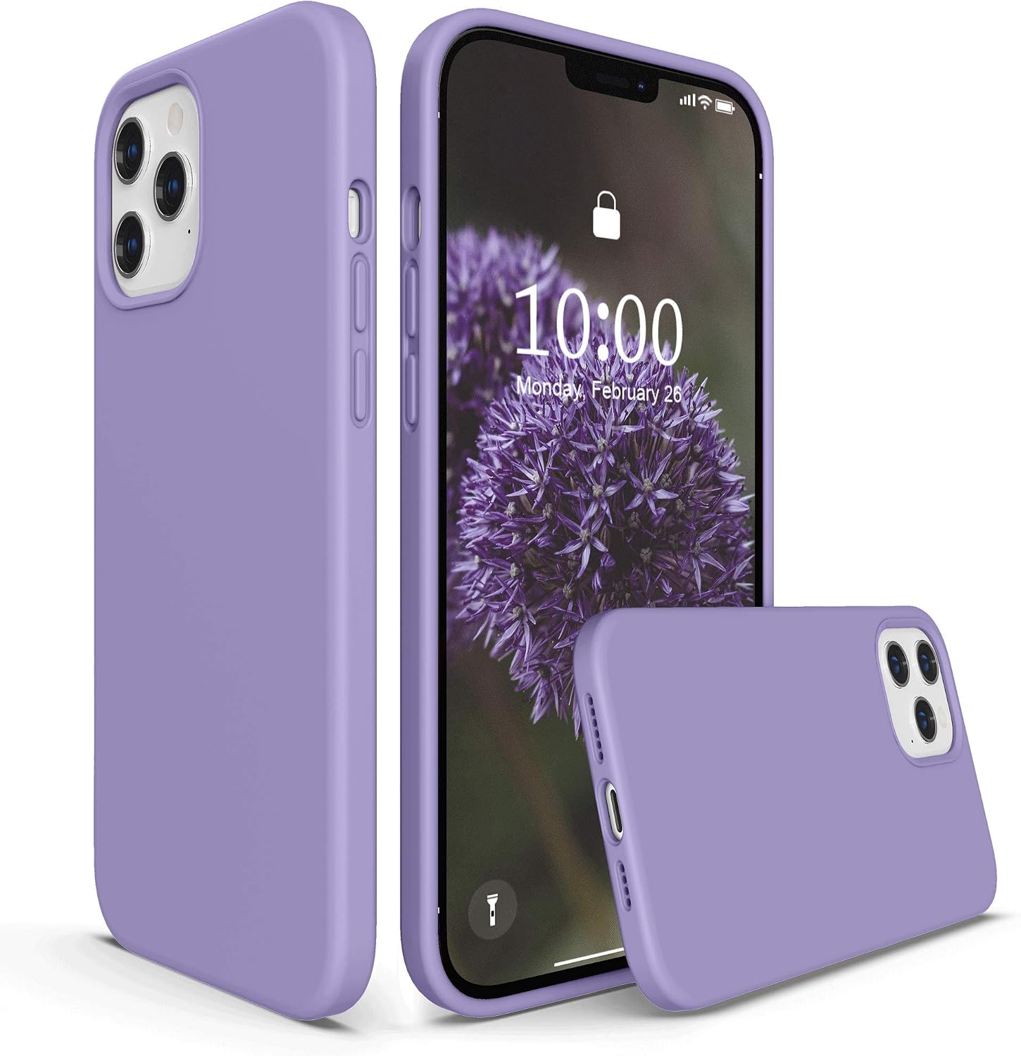 SURPHY Silicone Case Compatible with iPhone 12 Pro Max Case 6.7 inches, Liquid Silicone Phone Case (with Microfiber Lining) Designed for iPhone 12 Pro Max 2020 (Light Purple)