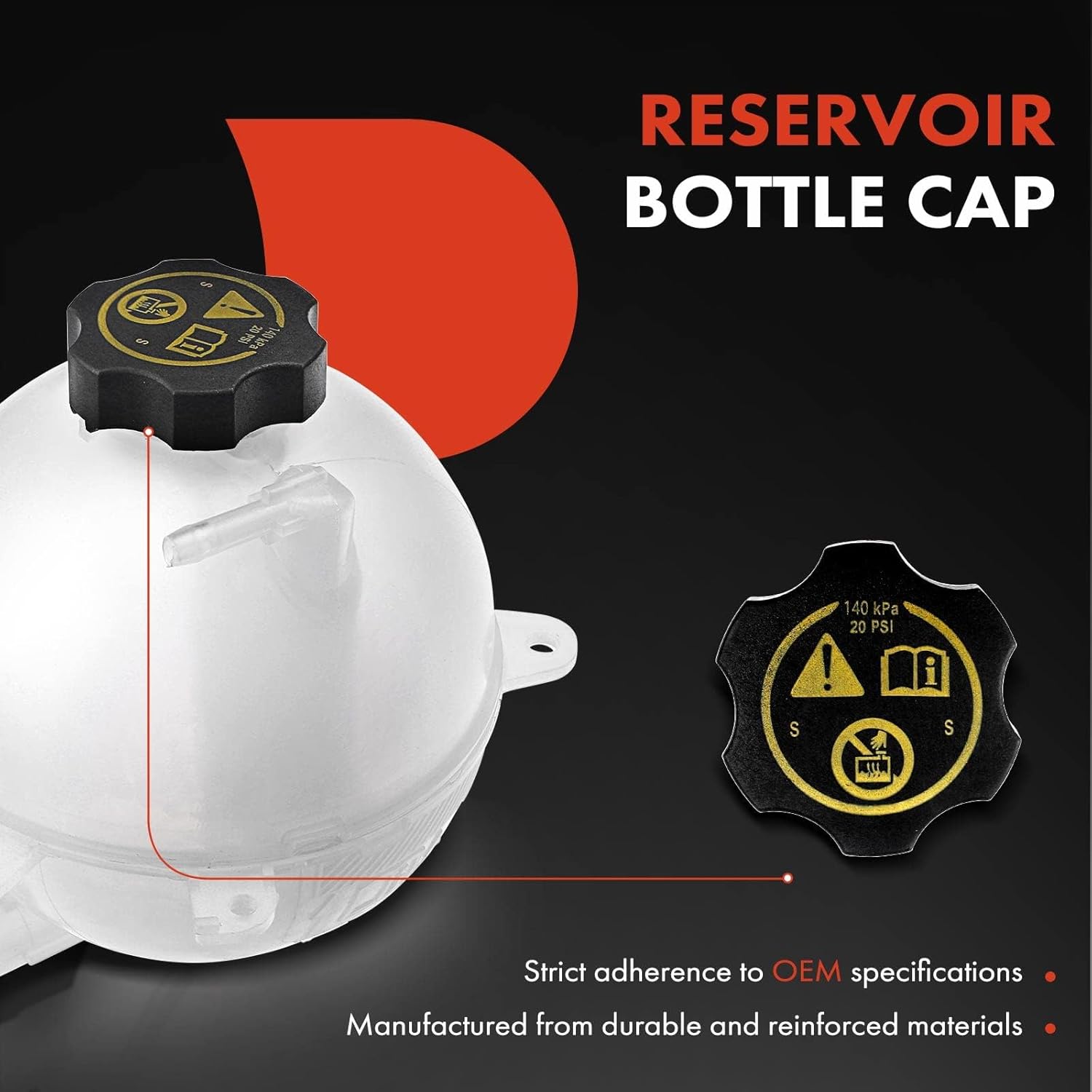 A-Premium Engine Coolant Overflow Recovery Reservoir Tank [with Cap] Compatible with Buick LaCrosse, Regal, Sportback & Cadillac XT4, XT5, XT6 & Chevy Blazer, Equinox, Malibu, & GMC Acadia Terrain