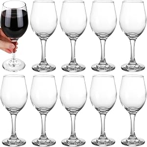 Wine Glasses Set of 10-10 OZ Small Clear Wine Glass Cups with Stem for Red White Wine & Champagne, Sturdy Goblet Cups Stemware Gifts for Men Women Wedding, Party, Home Bar, Christmas
