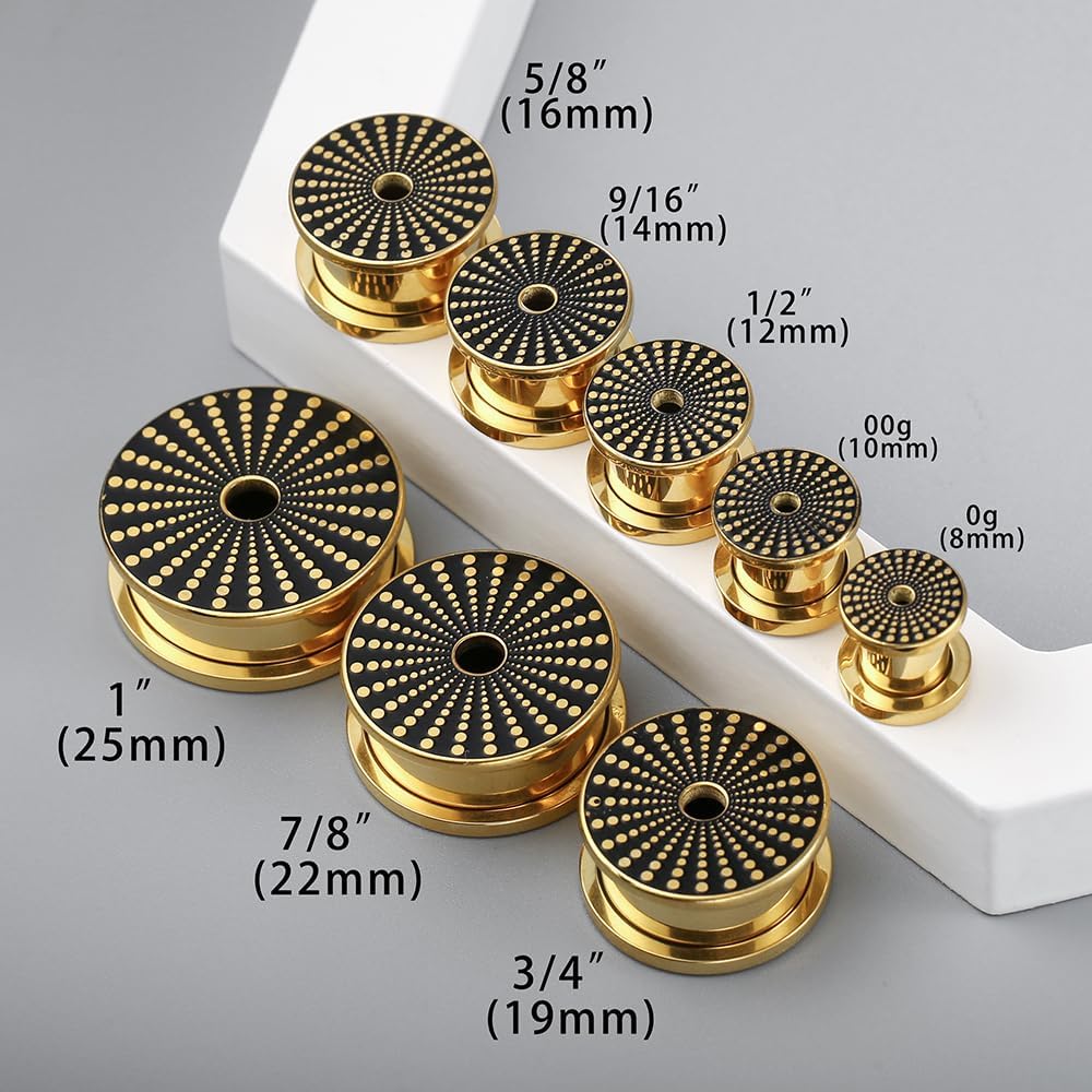 1 Pair New Classic gauges Ear Plugs Tunnels Hypoallergenic 316 Stainless Steel Ear Gauges 8mm-25mm (0G-1") Body Piercing Jewelry