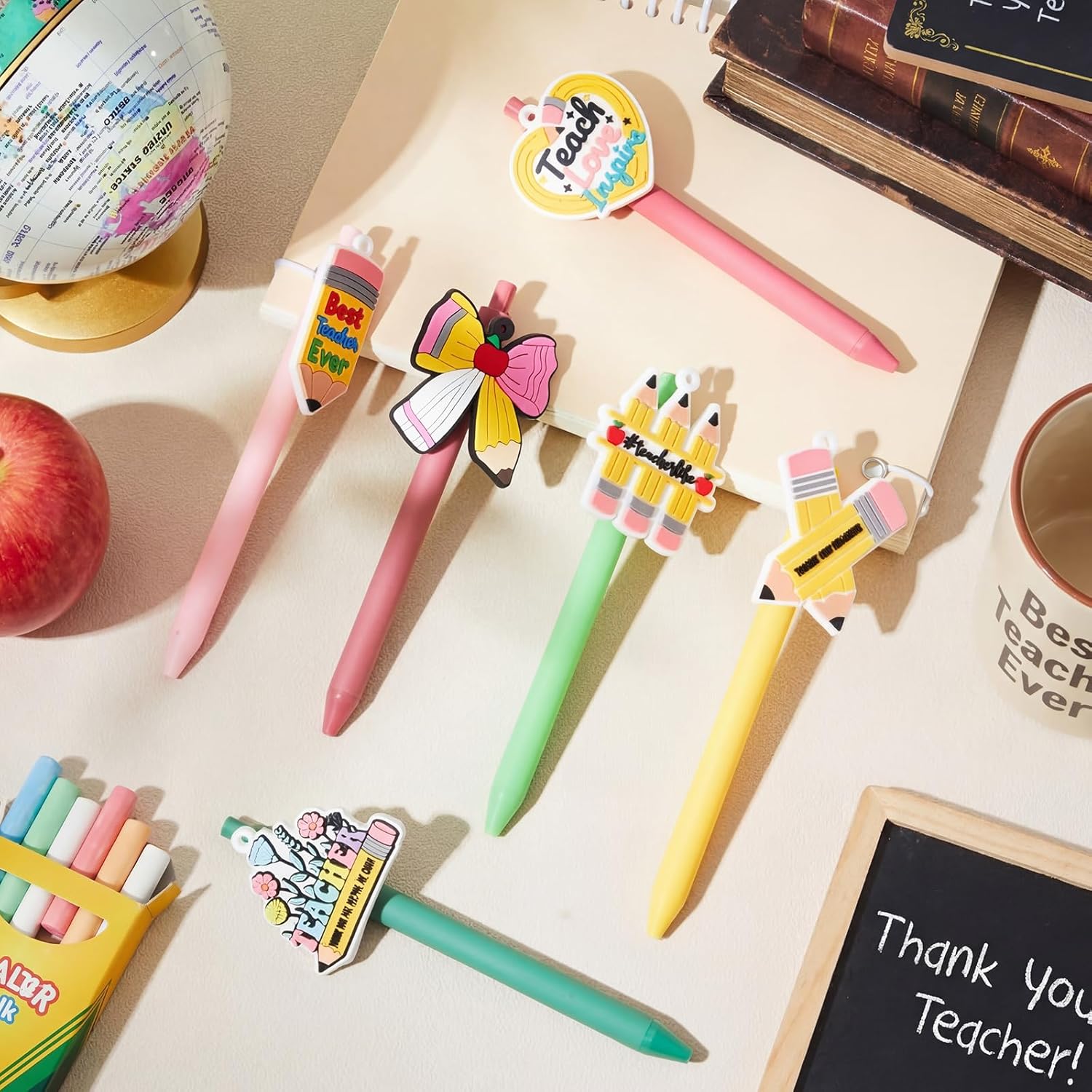 ReliThick 18 Pcs Back to School Teacher Gift Pen Bulk Funny Teacher Ballpoint Pens for Thank You Teach Appreciation Gift Party Favors Student School Office Supplies (Pencil)