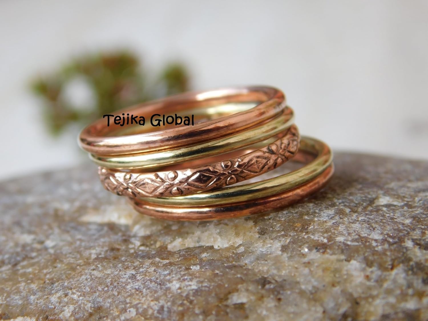 Solid Copper ring of 5 set, Stackable Arthritis Rings, Handmade ring for men women, Copper Splint Copper Jewelry,