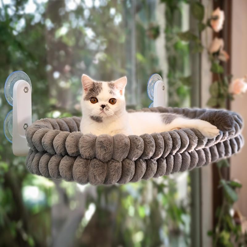 Cama de janela para gatos com almofada reversível CHEERPALS Cinza (Large)