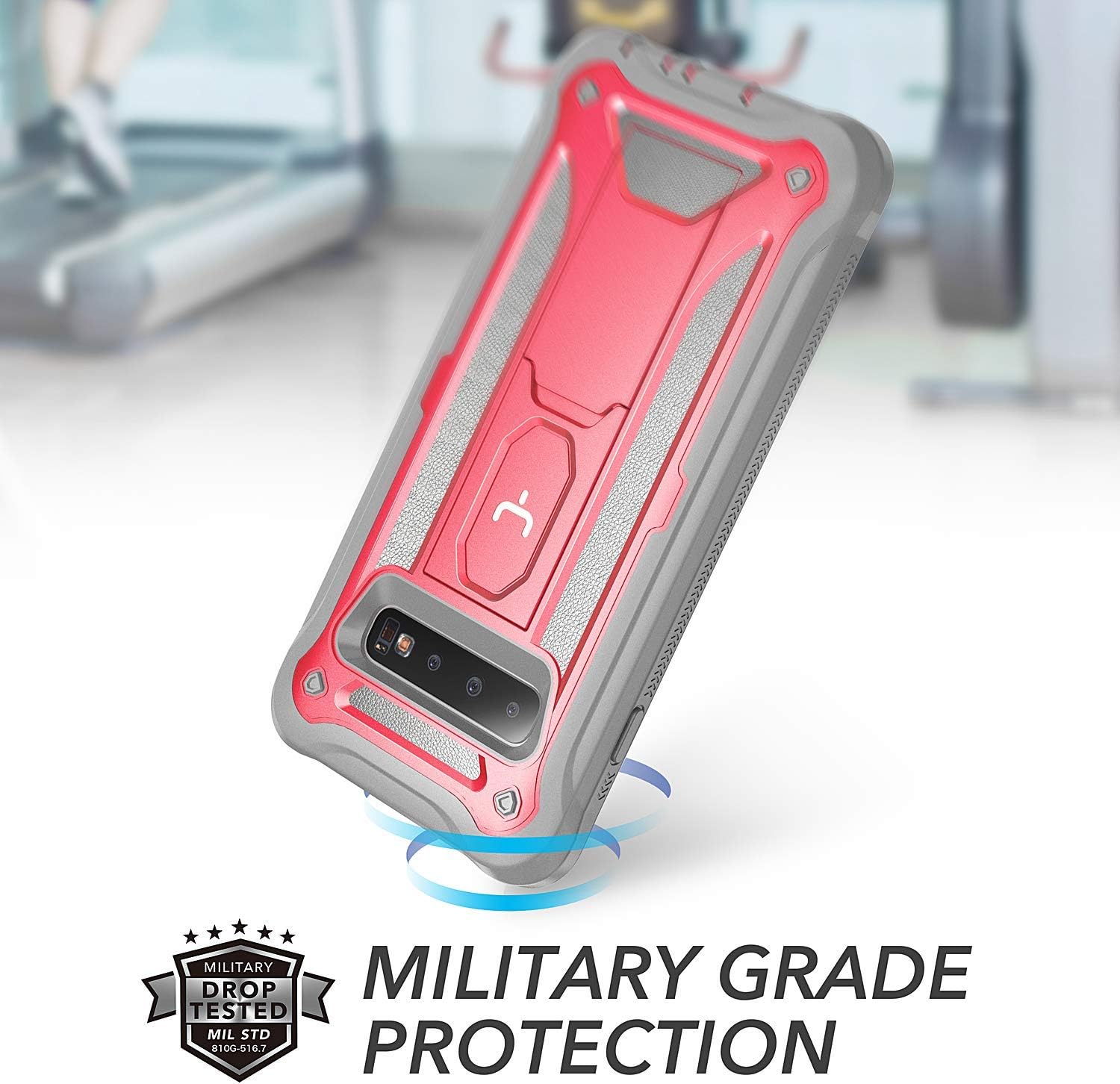 YOUMAKER Designed for Samsung Galaxy s10 case,Military Grade Full Body Shockproof Protective Rugged case for Samsung s10 Phone Built-in Kickstand,Without Screen Protector (Pink/GY, 6.1 inch)