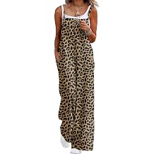 Lepunuo Womens Casual Loose Jumpsuits Summer Boho Wide Leg Rompers Sleeveless Overalls with Pockets