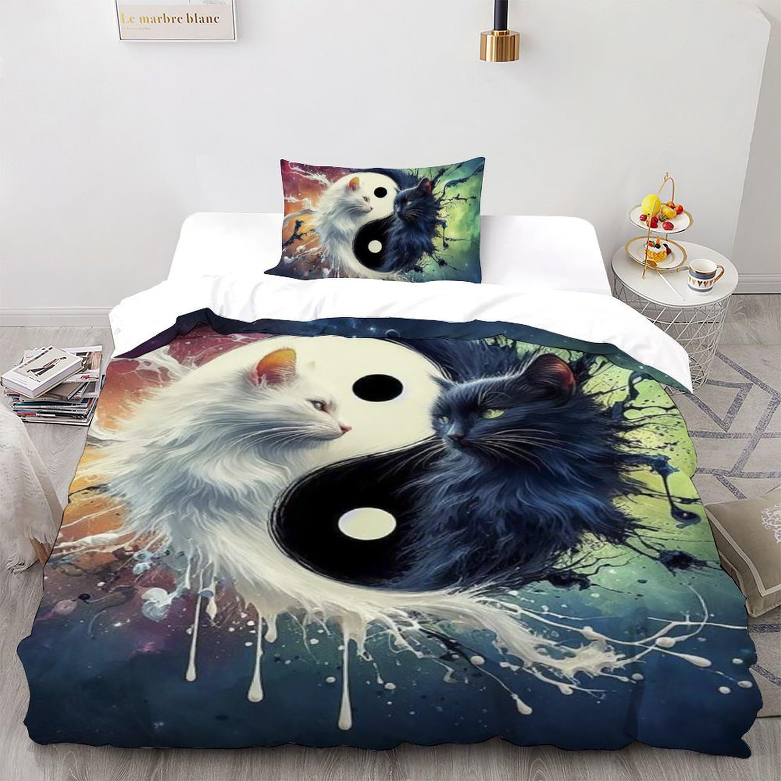 Housse de couette single animaux 3D en microfibre 135x200cm pour lit une place de fille