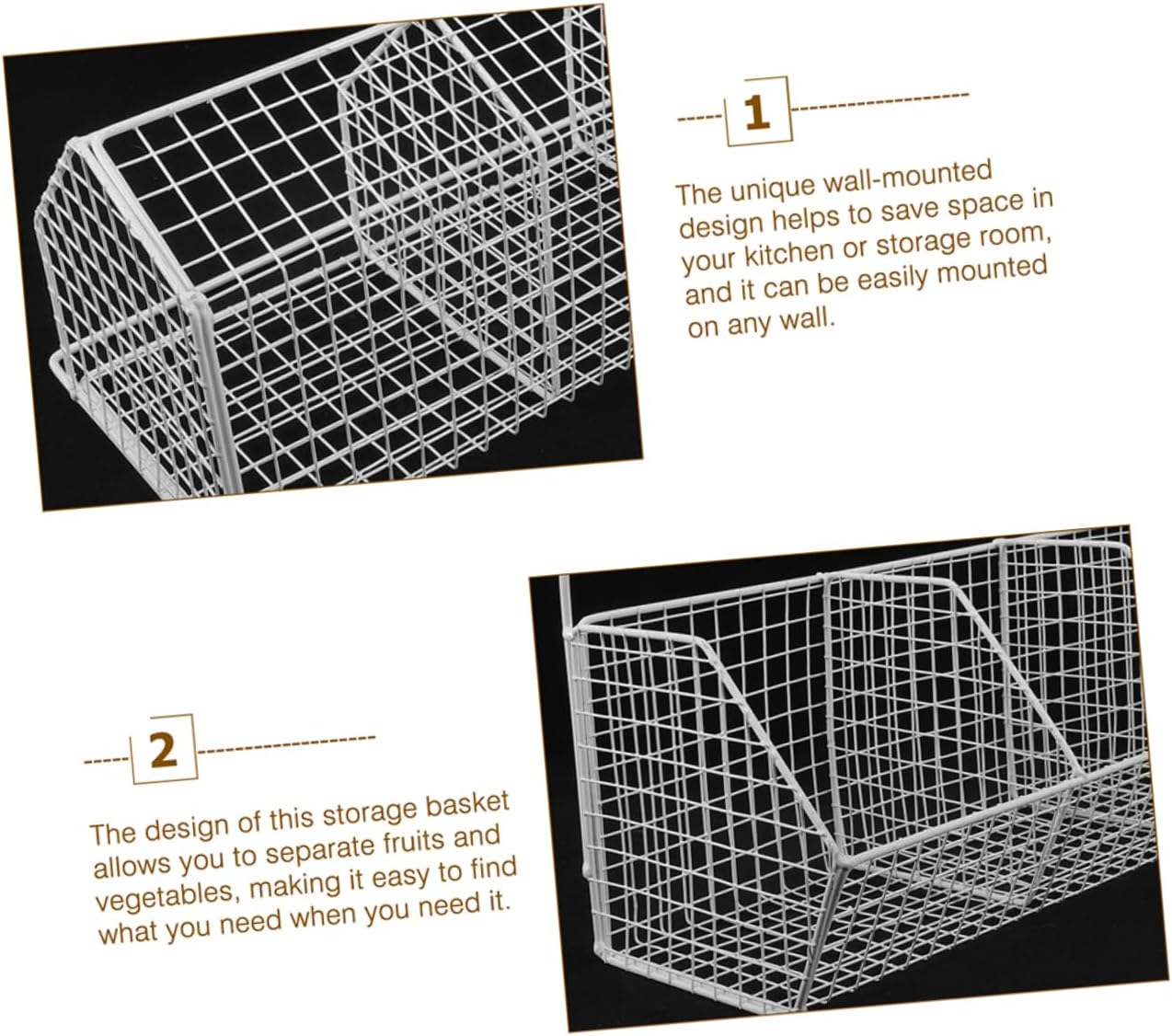 2pcs Wall Hanging Kitchen Storage Baskets Mesh Airflow Organizer for Vegetables Fruits and Essentials Space Saving Kitchen Holder White Single