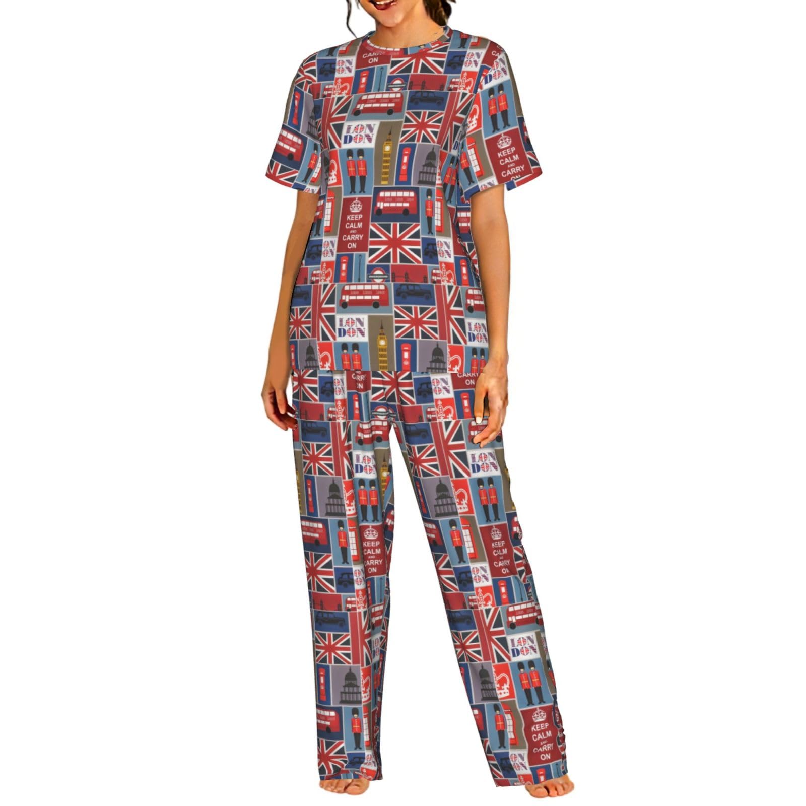 Pijama de mujer de Inglaterra con pantalón largo y manga corta 8
