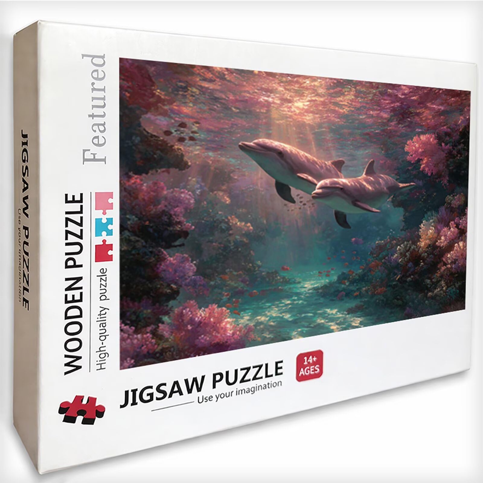 Drewniane puzzle z delfinami, 141 x 87 cm, morze, Jigsaw dla dorosłych, 4000 elementów, z pudełkiem, wymagająca gra w puzzle, prezent dla nastolatków, na prezent i dekorację, odpowiednie dla