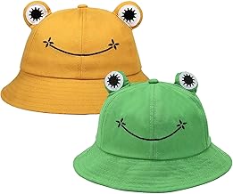 SKHAOVS 2 Pcs Fisherman Hat, Bucket Hat, Frog Fishing Hat, Hats Fisherman Hats, Bucket Hat Summer Frog, Beach Sun Hat for Hiking Camping Travel