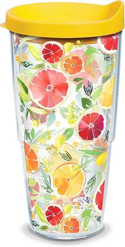 Tervis Yao Cheng - Citrus Made in USA Double Walled Insulated Tumbler Travel Cup Keeps Drinks Cold & Hot, 24oz, Classic