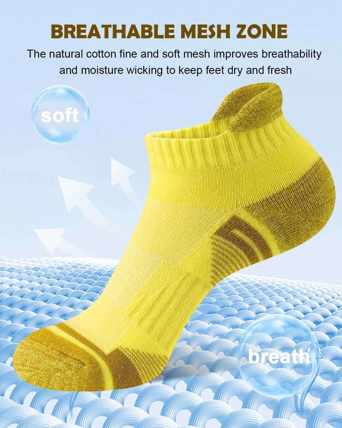 Womens Ankle Running Socks Cushioned Anti-Blister Comfort Athletic Socks (5 Pairs) - Image 3