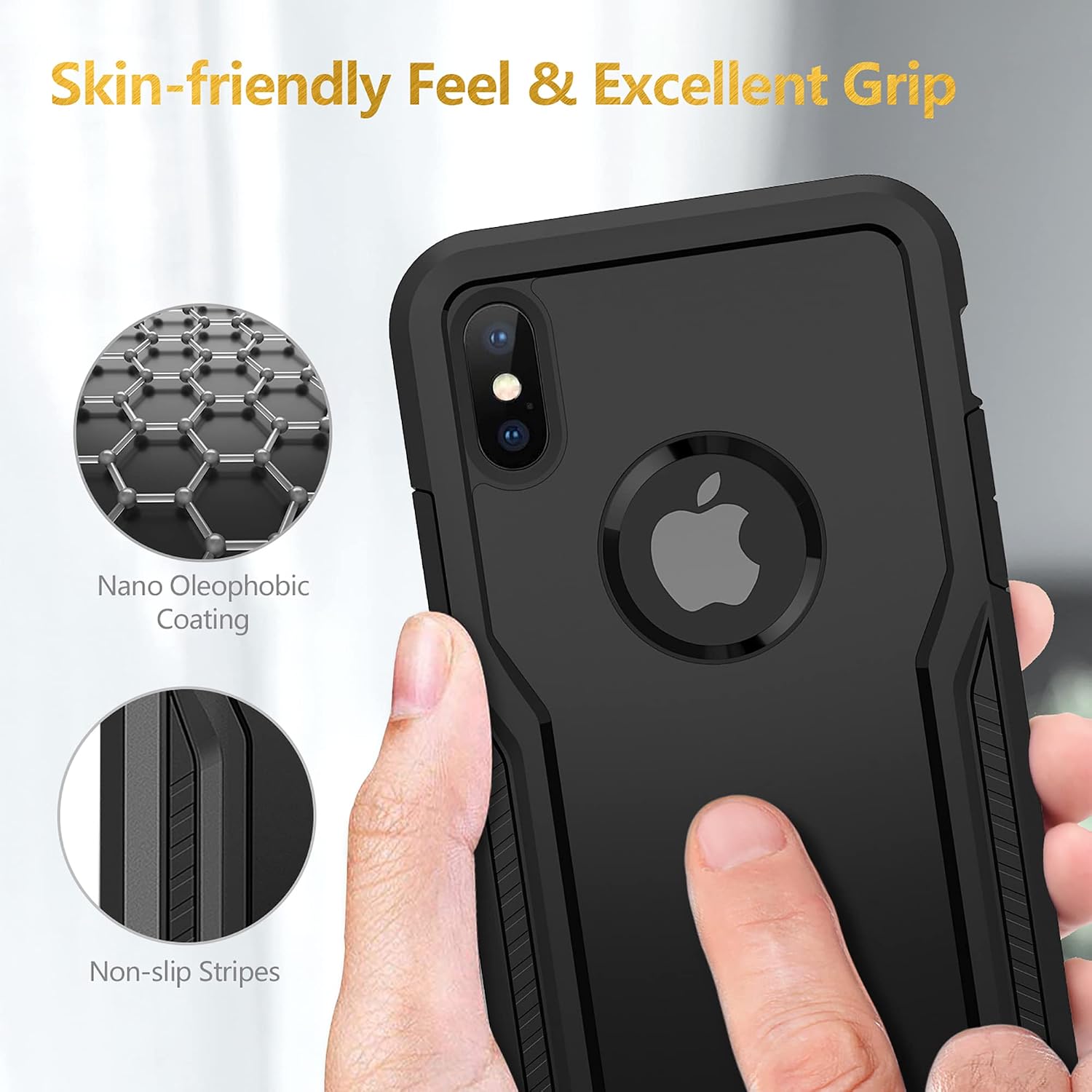 HOOMIL Shockproof Compatible with iPhone X Case, iPhone XS Case, [Military Drop Protection] Mobile Phone Case iPhone X Case Matte Protective Case for iPhone X/XS, Black (Not Compatible with iPhone Xr)