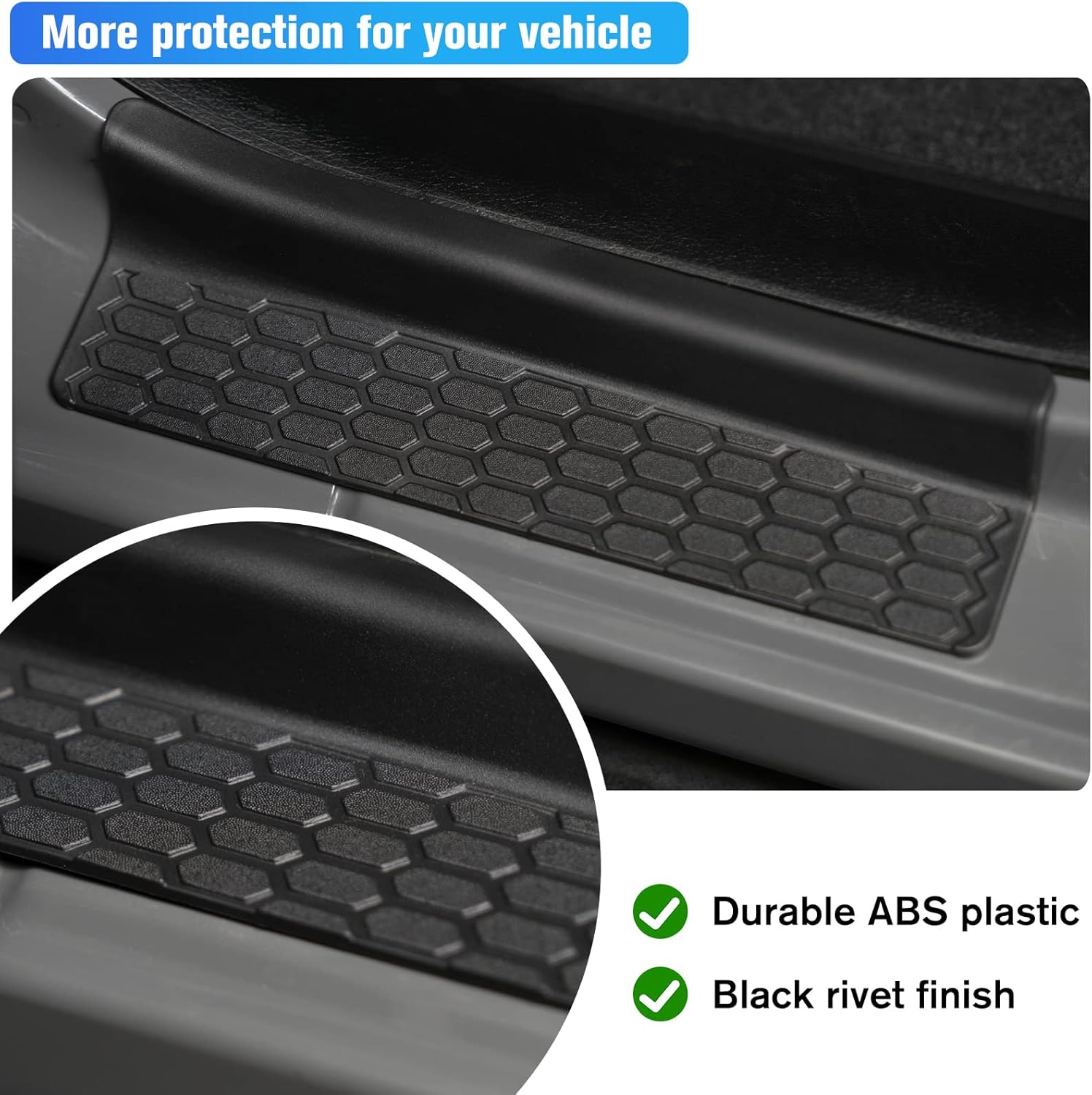 Door Sill Guard Kit Car Anti-Scratch Threshold Protector Door Entry Guard Scuff Plate Cover Compatible with Jeep Wrangler JL JLU 2018-2024 & Jeep Gladiator JT 2020-2022