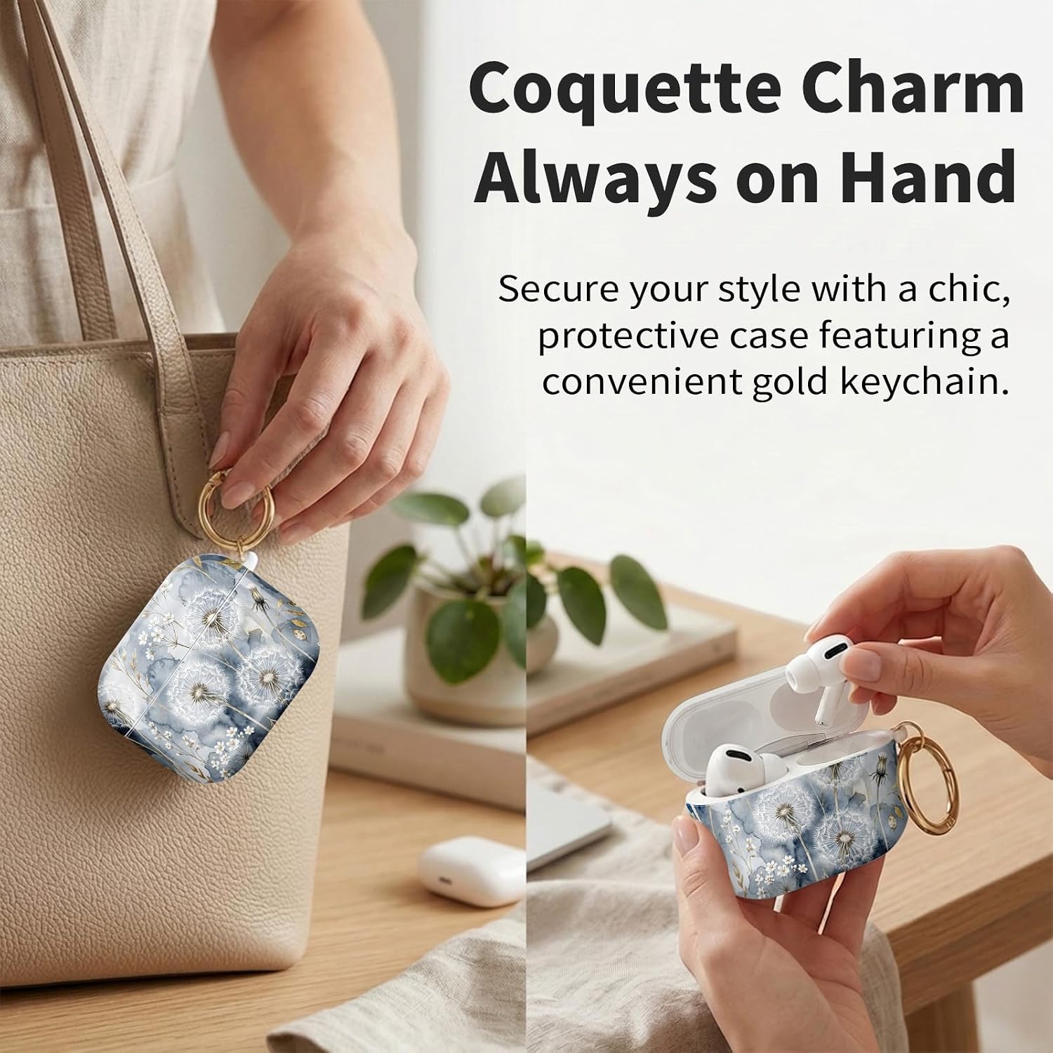 for AirPods Pro 3 Case 2025 Cute Patterns Soft TPU Cover-Blue Dandelion