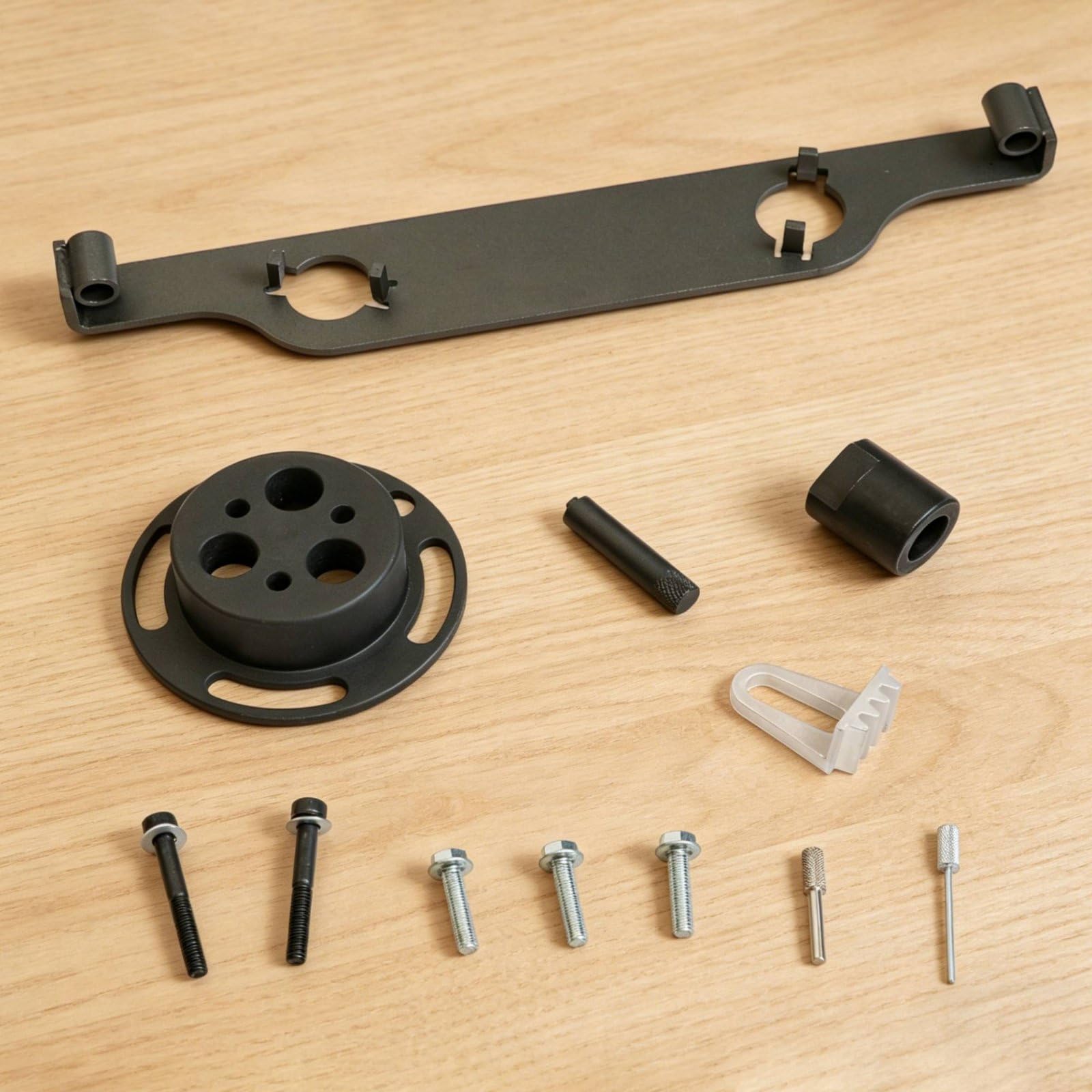 Dispositivo di Temporizzazione Motore Kit Attrezzi Catena Distribuzione Blocca Albero a Tenditore Puleggia Allineamento in Acciaio Temprato Adatto per Officine E Manutenzione Auto Fai da Te
