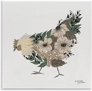 Stupell Industries 'Floral Chicken Farm Arrangement', Wall Plaque Art, 12 x 12 Inches, Easy to Hang and Sturdy, Made in USA, by Michele Norman