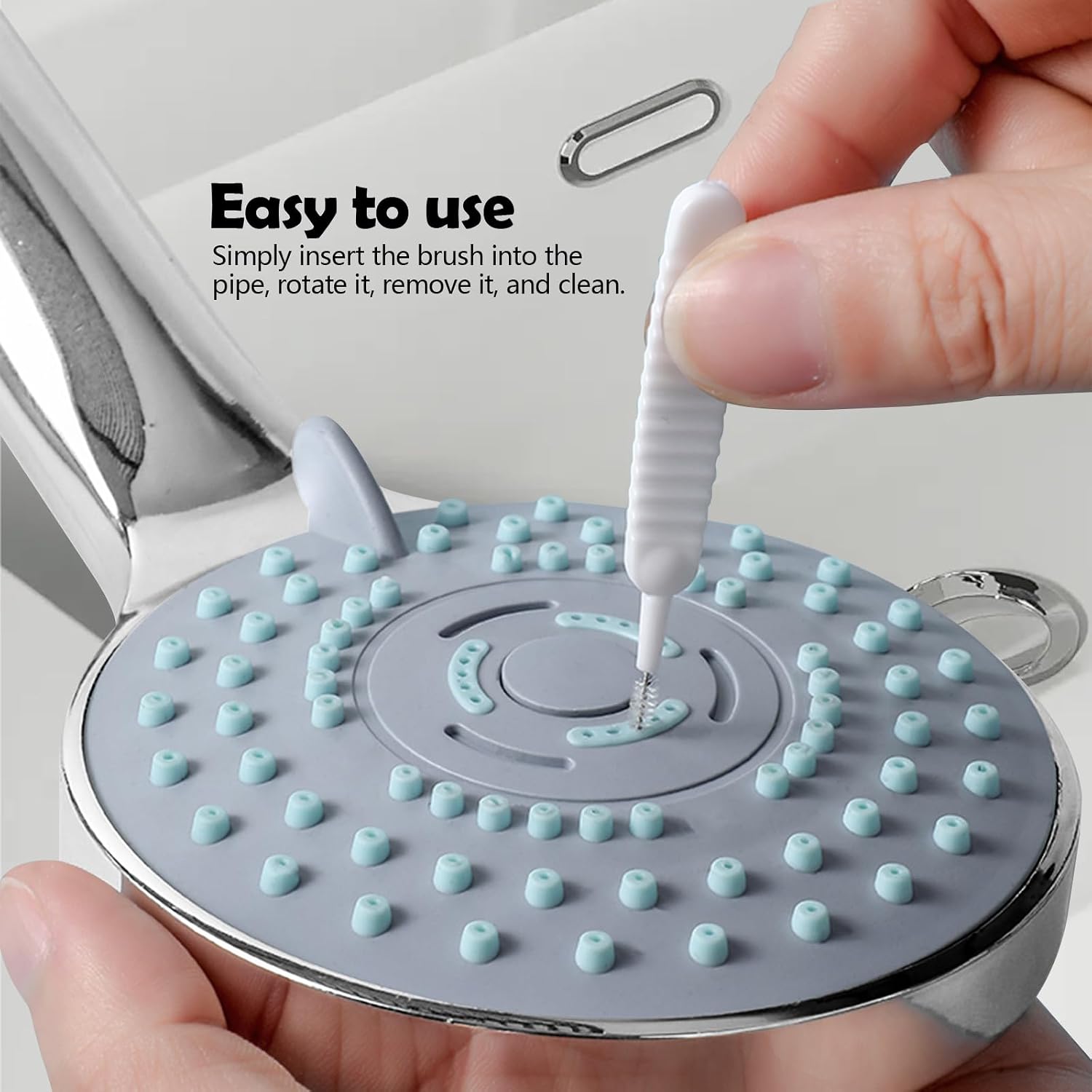 100 Pieces Mini Shower Head Cleaning Brush Multifunctional Gap Hole Anti-Clogging Nylon Pore Gap Cleaning Brush for Window Slot Phone Keyboard Car Vent Straw Bathroom Shower Cleaning Tool (White)