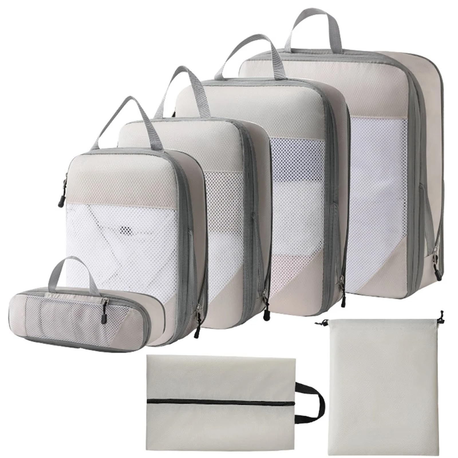 1 Set Compression Packing Cubes Compressible Travel Organizer For Carry On Suitcase Clothes Bag for Suitcases(Beige)
