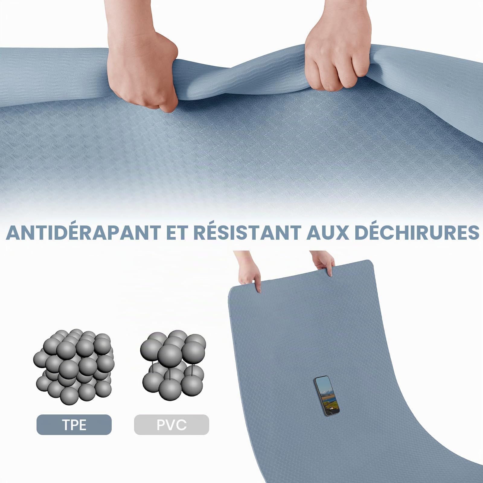 Good Nite Grand tapis de yoga XXL - Tapis de gymnastique antidérapant en TPE pour yoga, pilates, entraînement, gym