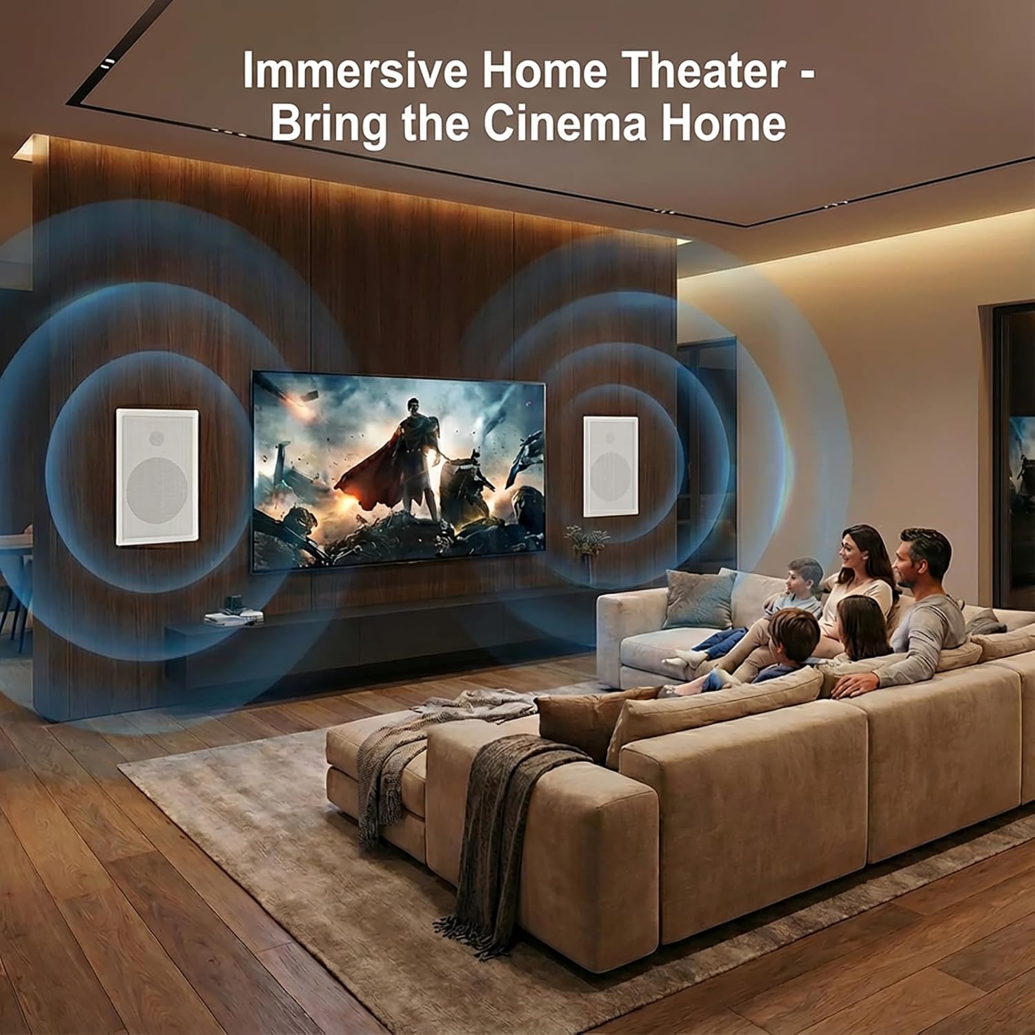 STUDIOFINIX 6.5 Inch 2-Way in-Wall Speaker, 100 Watts Flush Mount Speaker with 6.5" Woofer 1" Silk Dome Tweeter, Paintable,Home Theater Whole House Audio (White, Each)