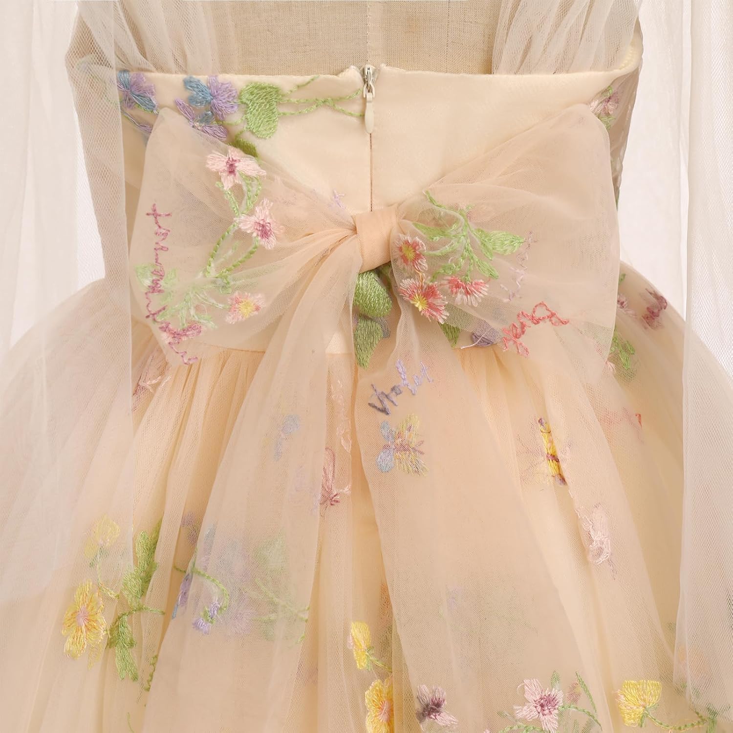 Baby Girl Sleeveless 3D Butterfly Floral Embroidery Ruffle Tulle Dress Toddler Birthday Party Tulle Dress - Image 5