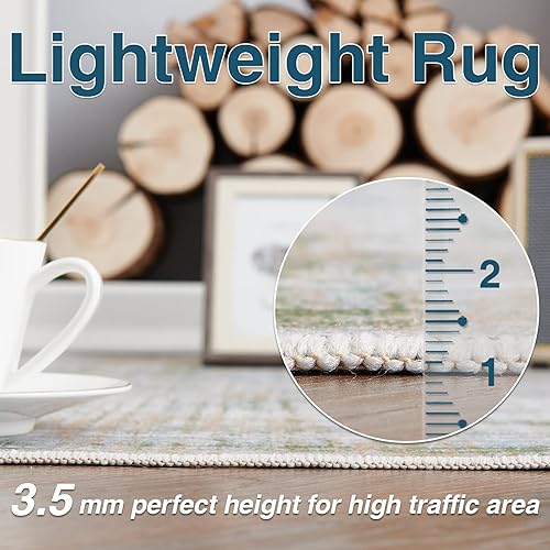Miniatura 4 de jinchan Alfombra de área de 8 x 10 pulgadas, diseño abstracto, color gris pardo envejecido, antideslizante, lavable, alfombra delgada para sala de