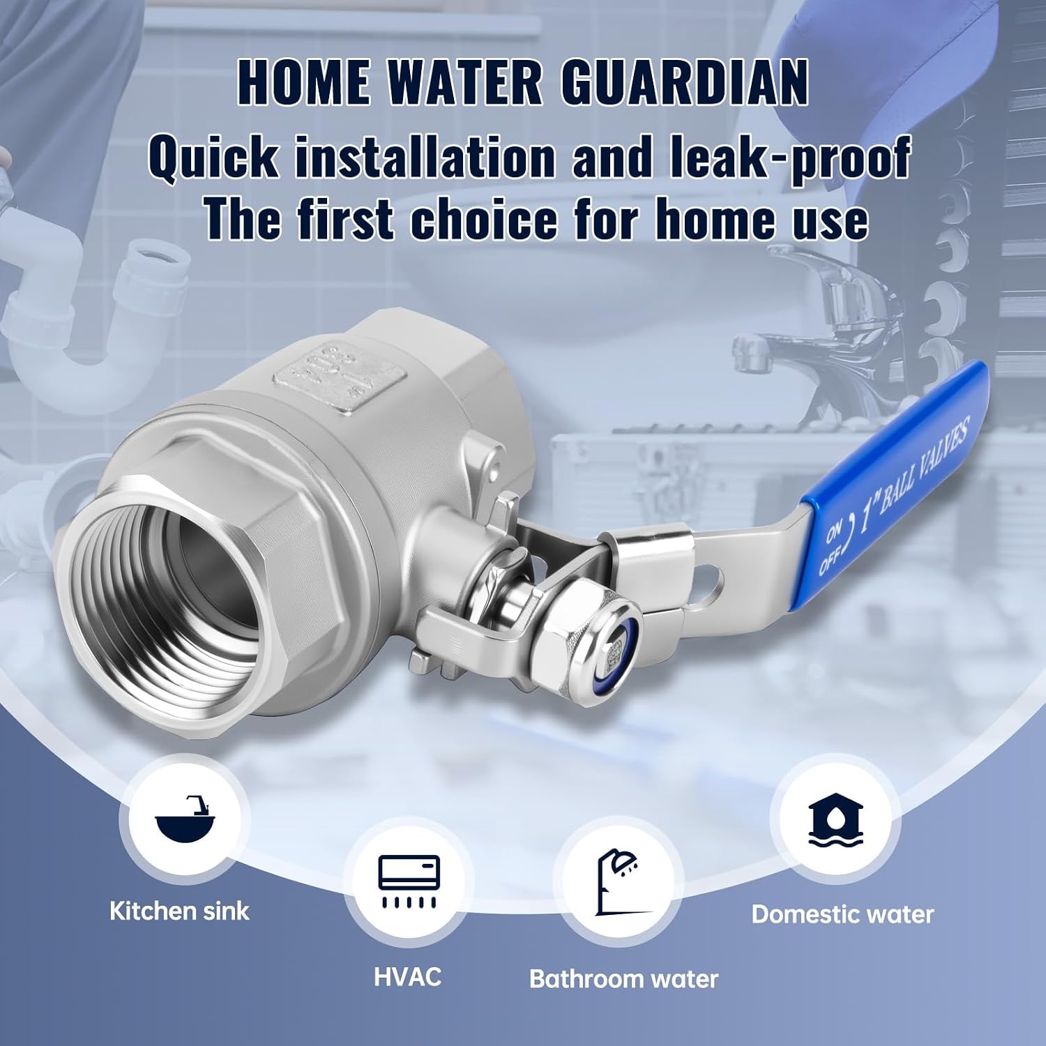 2 Pack 1 inch Ball Valves NPT Female 304 Stainless Steel Full Port Locking Ball Valve Handle, Heavy Duty Shut Off Valve for Home and Industrial (1 Inch)
