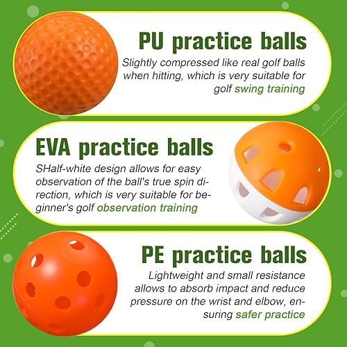 Miniatura 10 de Paquete de 30 pelotas de golf de práctica de 1.654 pulgadas, goma EVA, pelota de entrenamiento de golf, alta visibilidad para un fácil seguimiento,