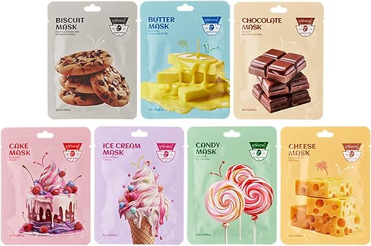 7 PCS Face Masks, Lovely Face Mask Set, Sheet Mask for Improving Skin Tone, Hydrating Facial Mask, Face Masks Skincare for Youth, Face Mask Gift Sets