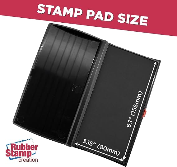 Large Premium Black Ink Stamp Pad - 3 by 6 - Quality Felt Pad - Case with Closing snap