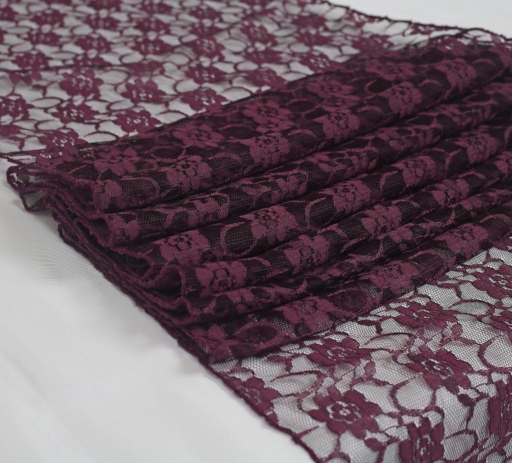 VDS Pack of 10 Floral Lace Table Runners Centerpiece Cloth Linen for Wedding Bithday Graduation Engagement Ceremony Events Party Banquets Table Decoration (12x108 inch) (Plum)